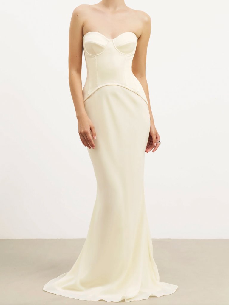 Because Of Alice Boa Satin Corset Gown With Sweetheart Neckline